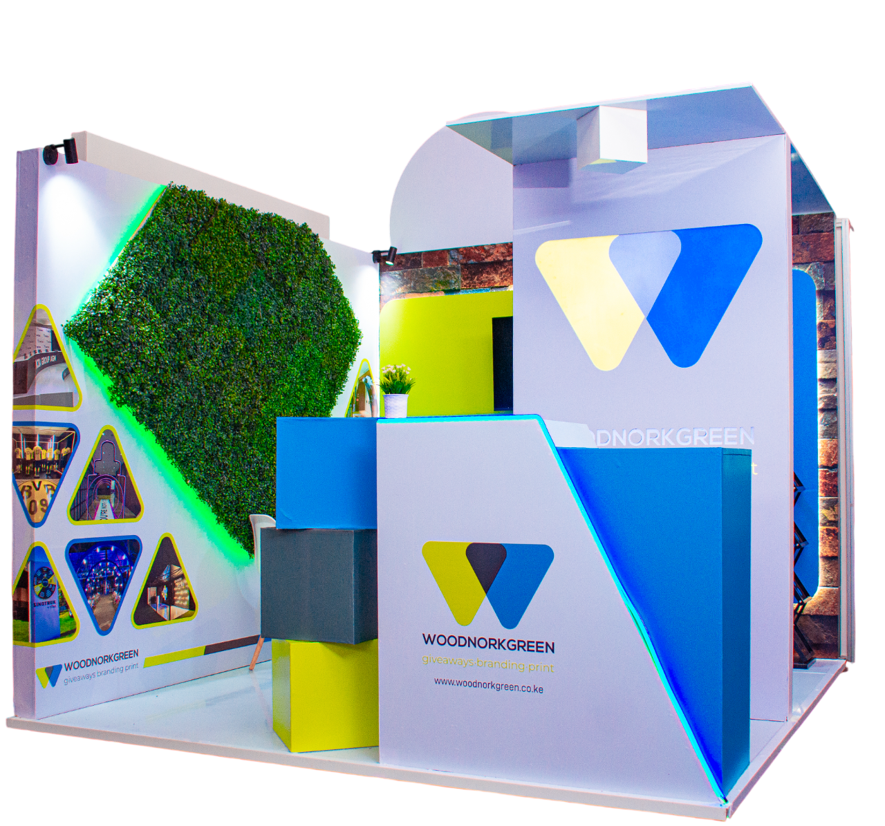 Branded exhibition tunnel and directional graphics